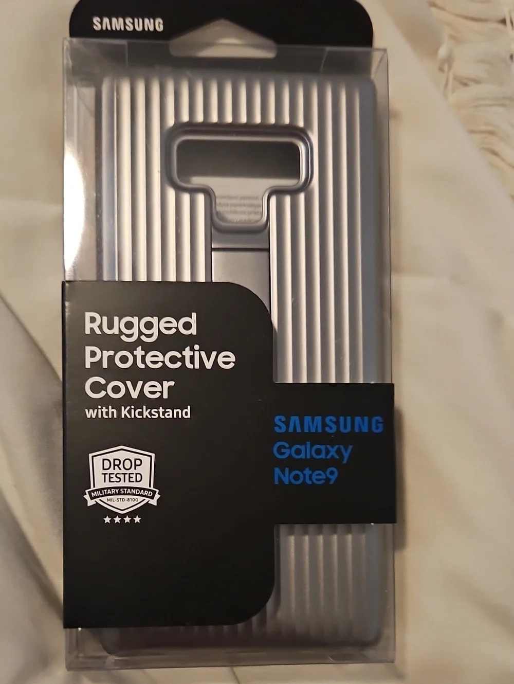 Samsung Galaxy Note9 Rugged Protective Cover - Silver with Kickstand